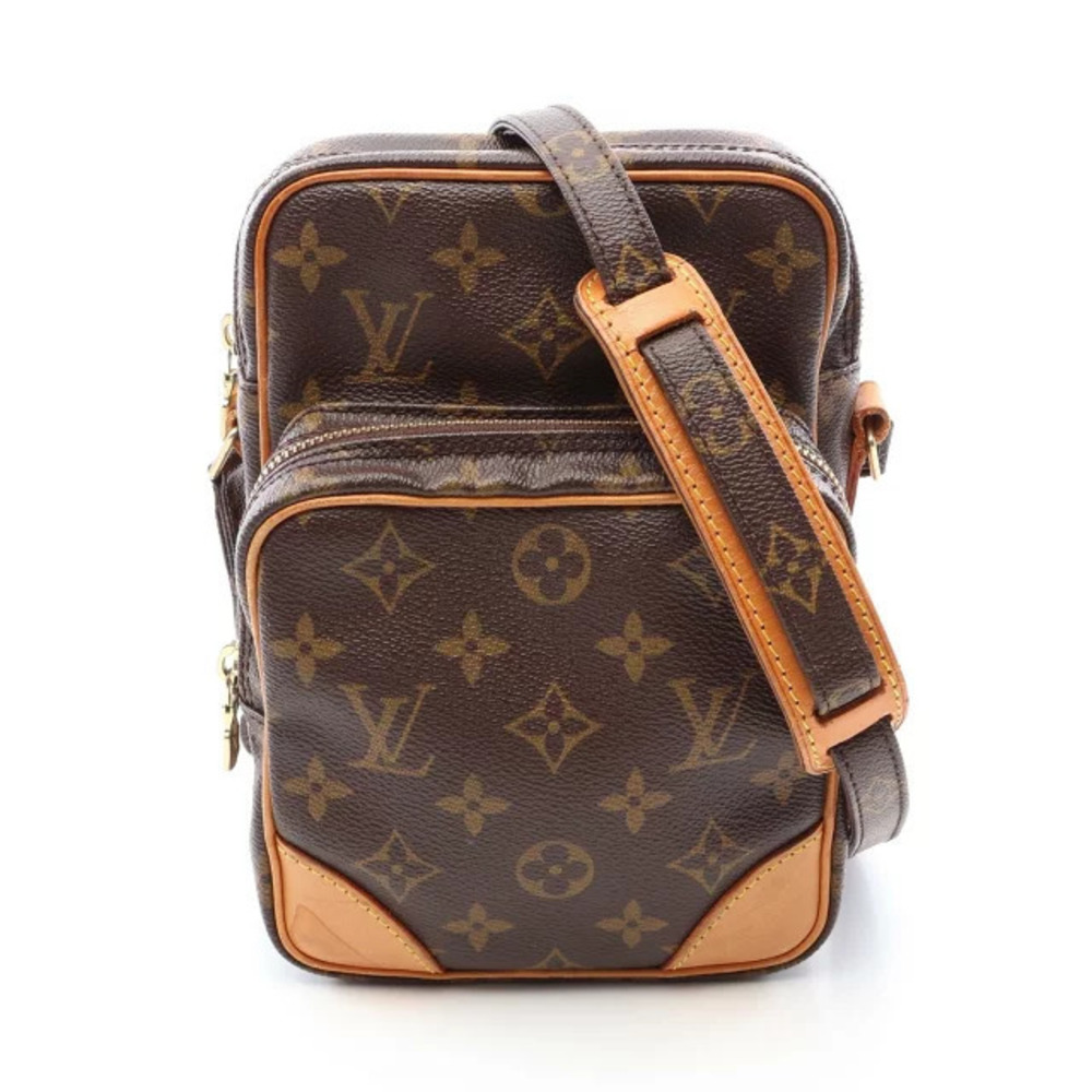 Louis Vuitton Amazon Canvas Leather Monogram Shoulder Bag Brown